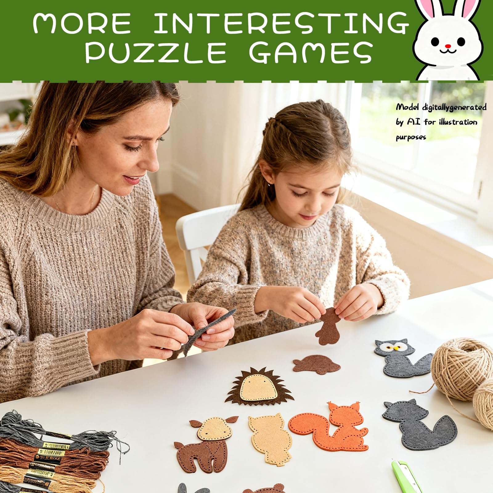 GOASION Woodland Animal Sewing Kit for Kids – Pre-Punched Felt Crafts, Beginner Sewing Set for Ages 8-12, DIY Backpack Charms and Ornaments