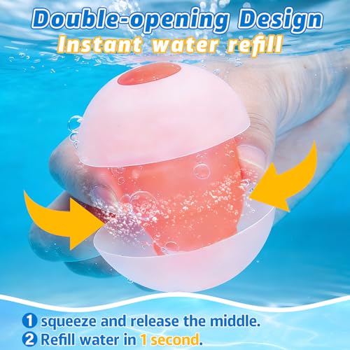 GoBene 6-Pack Reusable Water Balloons – Self-Sealing Silicone, Non-Magnetic, Quick Fill, Pool & Beach Toys for Kids Ages 3-12