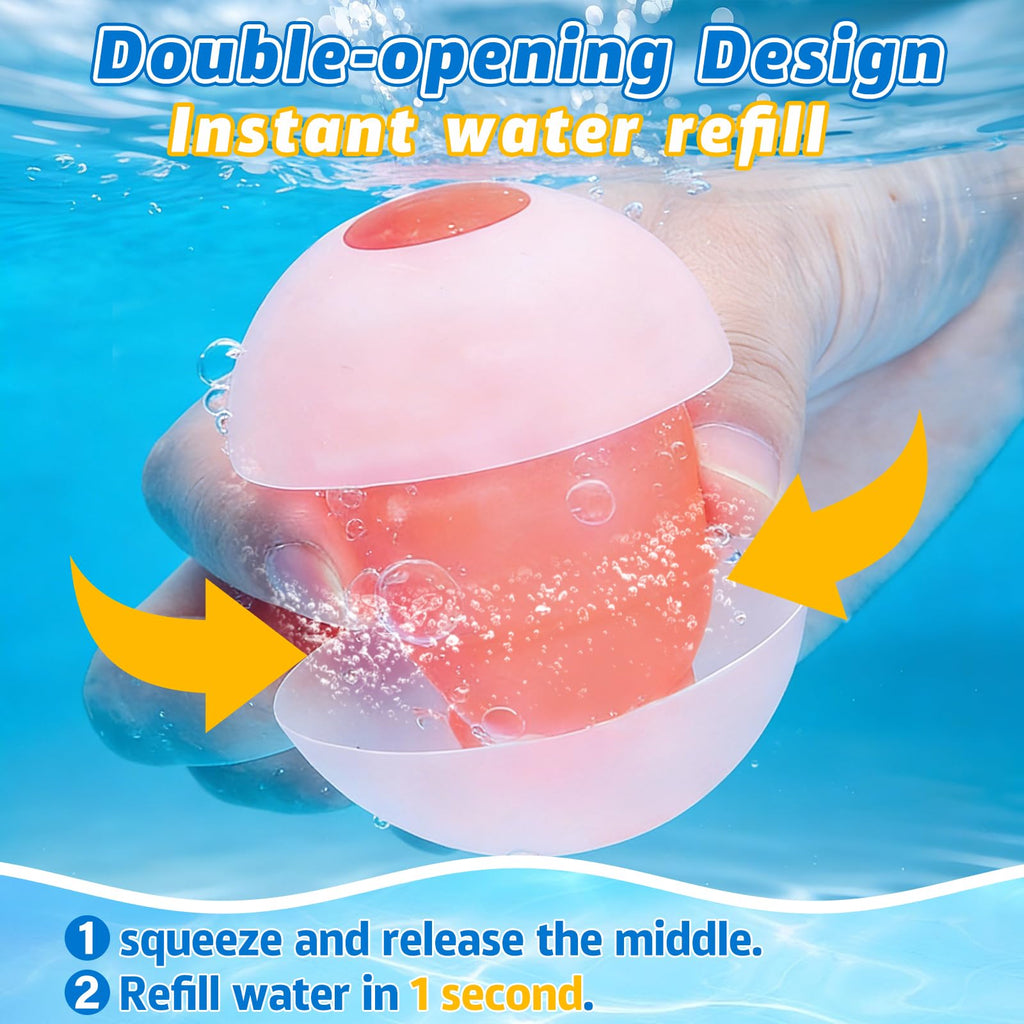 GoBene 6-Pack Reusable Water Balloons – Self-Sealing Silicone, Non-Magnetic, Quick Fill, Pool & Beach Toys for Kids Ages 3-12