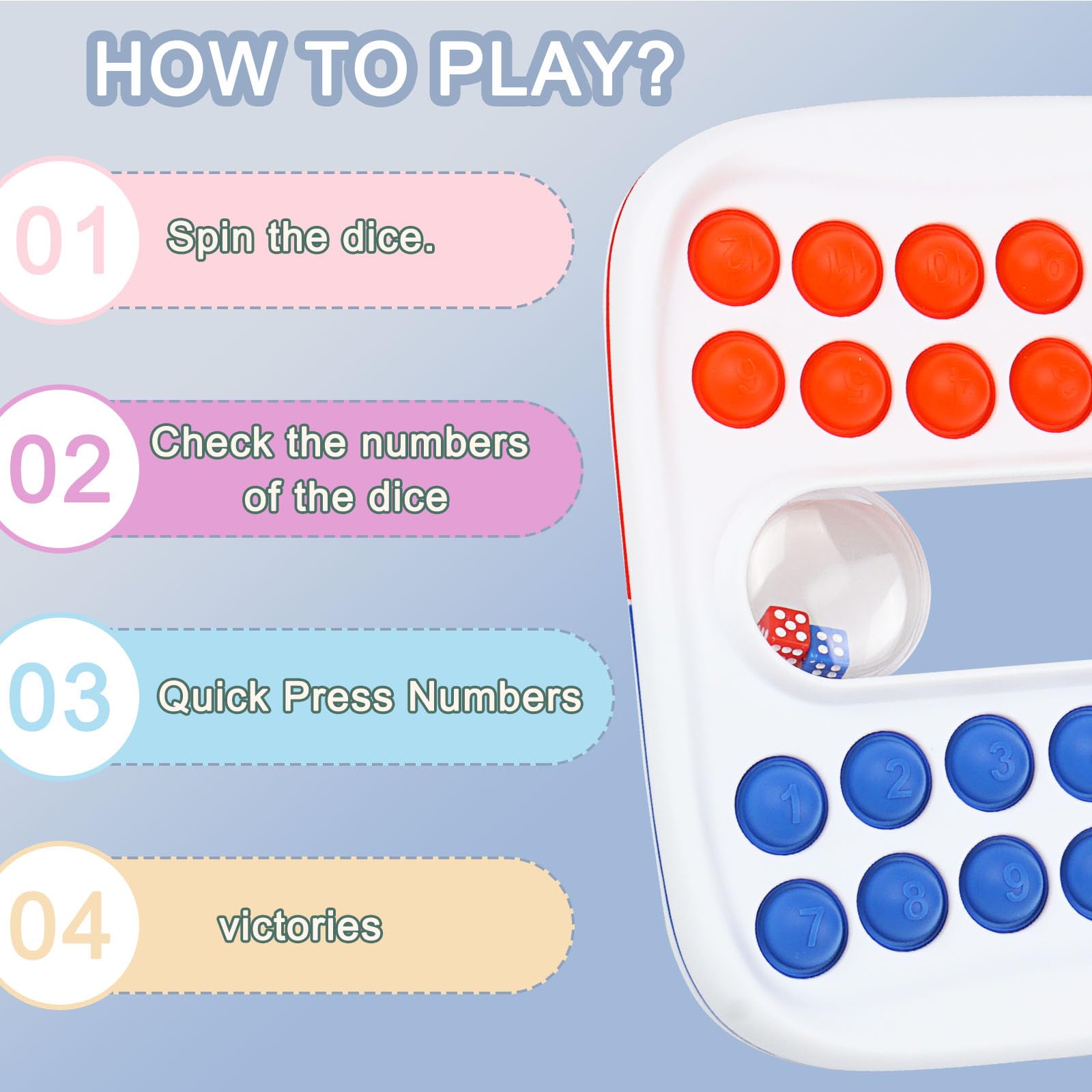 GoBene Math Pop It Dice Game – 2-Player Bubble Pop It Fun for Kids Ages 4-9