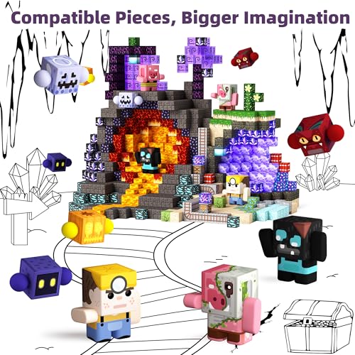 GobiDex 8-Pack Magnetic Action Figures – Block World Creatures STEM Toy for Kids