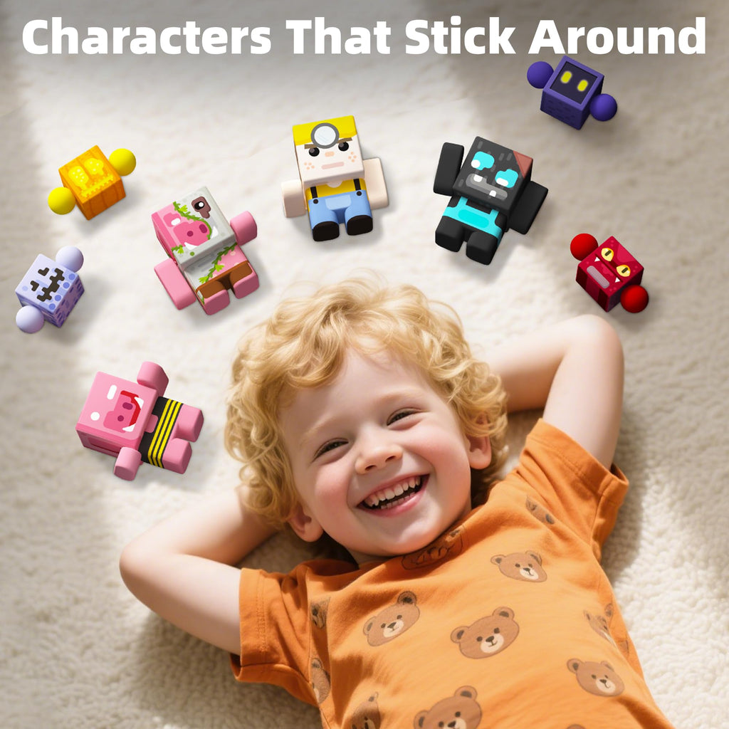 GobiDex 8-Pack Magnetic Action Figures – Block World Creatures STEM Toy for Kids