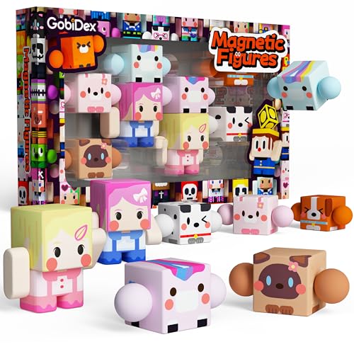 GobiDex 8-Piece Magnetic Figures Playset: Rotatable Animal & Character Toys for Kids