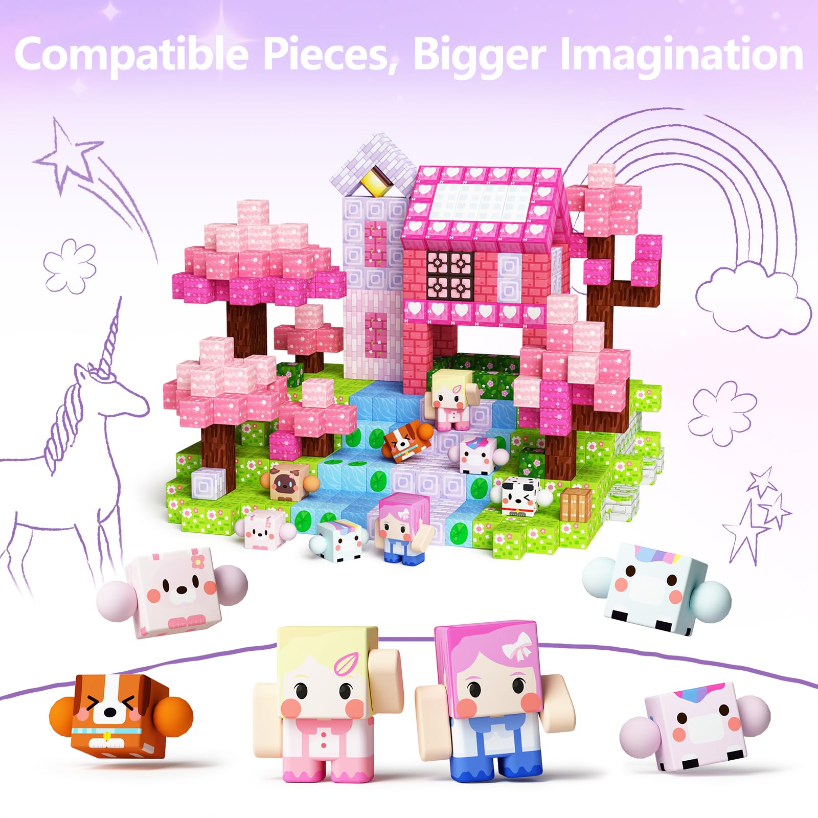 GobiDex 8-Piece Magnetic Figures Playset: Rotatable Animal & Character Toys for Kids