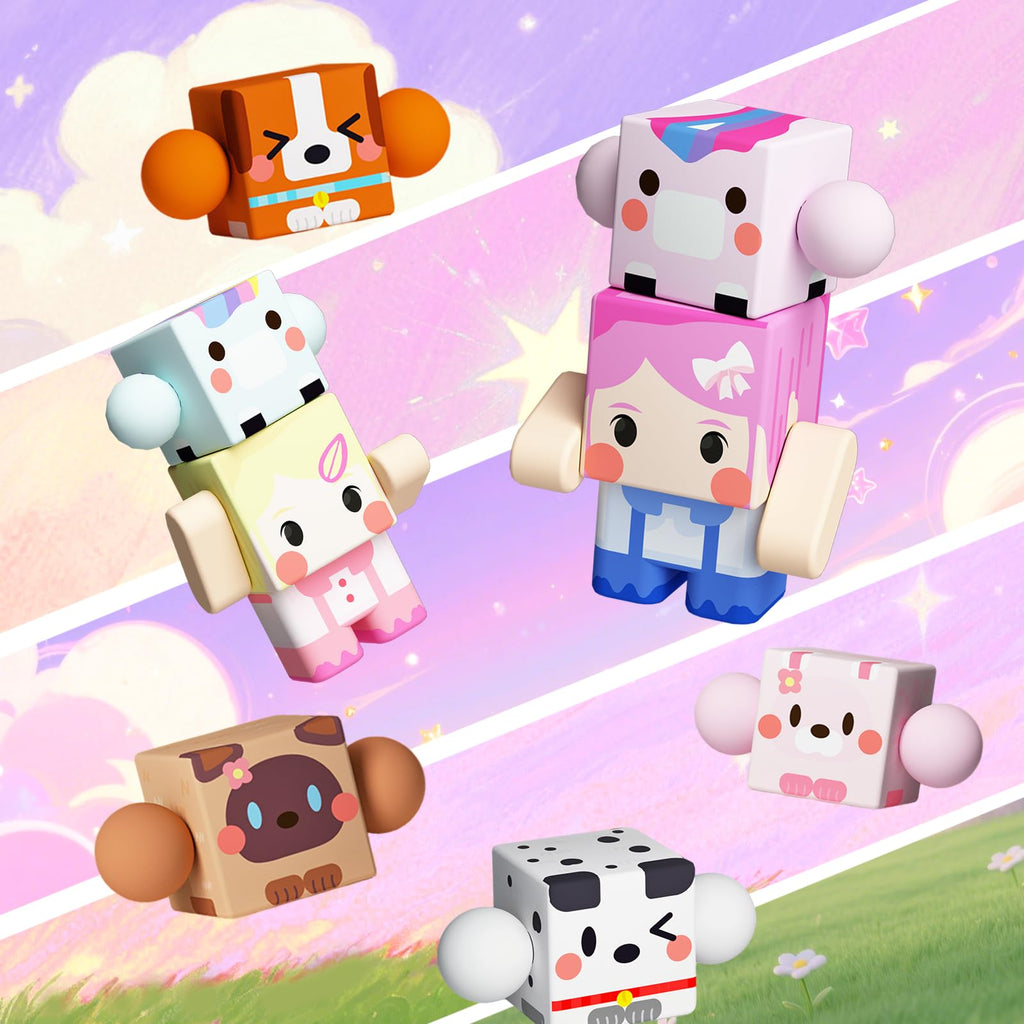 GobiDex 8-Piece Magnetic Figures Playset: Rotatable Animal & Character Toys for Kids