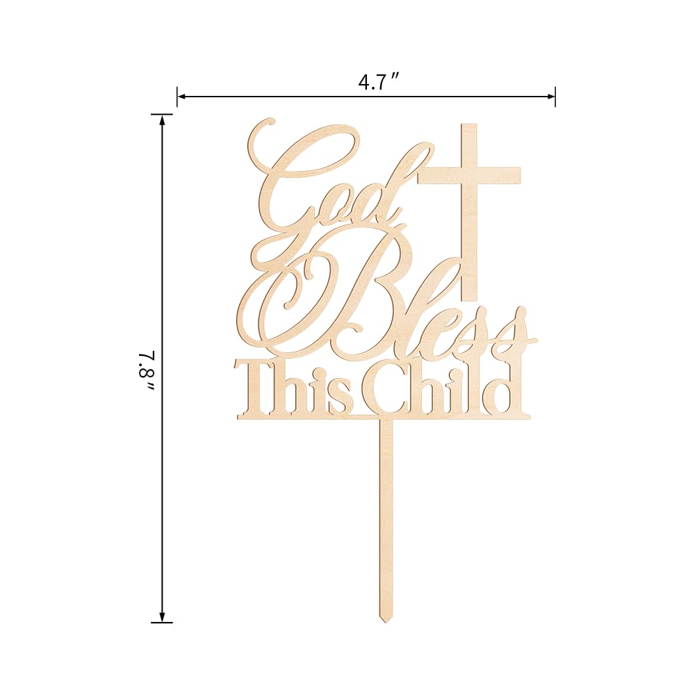 God Bless This Child Baptism Cake Topper – Wooden Design 002 by Party to Be