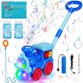 Goenb Bubble Music Train Mower with Lights and 20 Refills - Indoor/Outdoor Push Bubble Blower for Kids