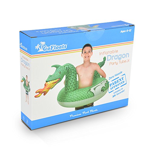 GoFloats Dragon Party Tube Inflatable Raft – Fire or Ice Dragon for Kids Ages 6–12