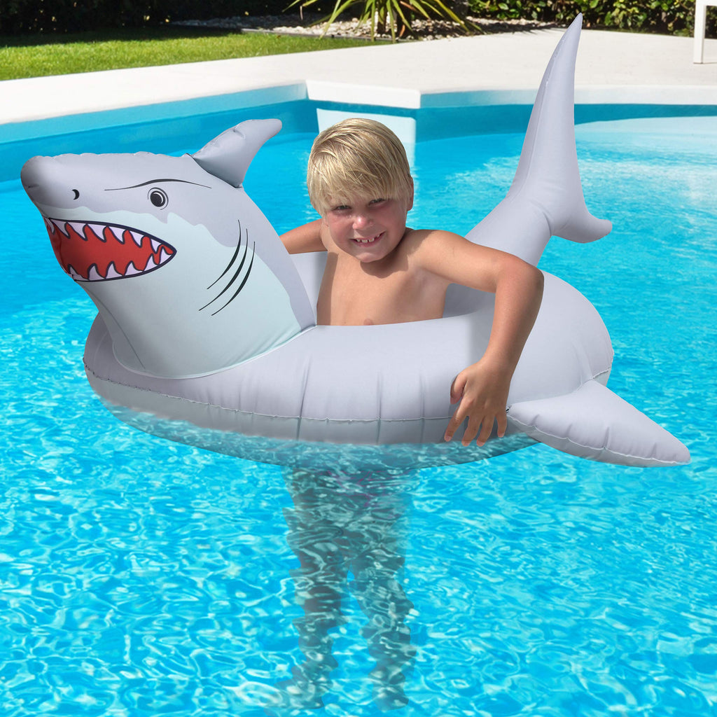 GoFloats Great White Bite Shark Pool Float - Inflatable Raft for Kids Ages 6-12