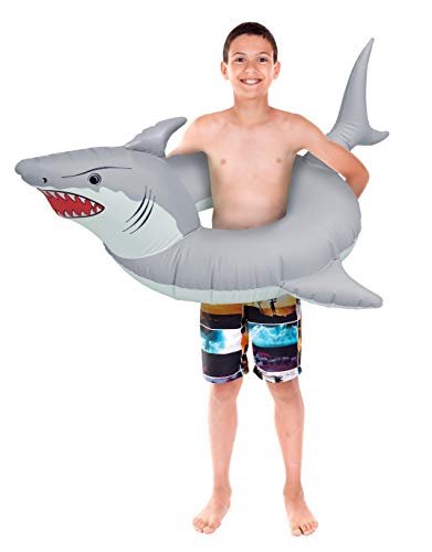 GoFloats Great White Bite Shark Pool Float - Inflatable Raft for Kids Ages 6-12