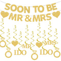 GOGCIAO Mr & Mrs Engagement Banner with Diamond Ring Swirls – 8.2ft Pre-Assembled Gold Decor
