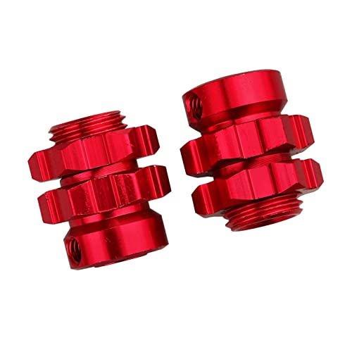 GoHobby Aluminum 17mm Hex Wheel Hub Adapters for Traxxas Summit, E-Maxx, E-Revo & Losi Baja Rey (Set of 4, Red)