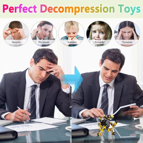 Gokeey Transformable Fidget Spinners - 4 Pack Deformable Chain Spinners, Party Favors for Kids and Adults, Sensory Toy for Travel
