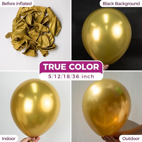 Gold Chrome Latex Balloons 12 Inch - 100 Pack for Party Decorations