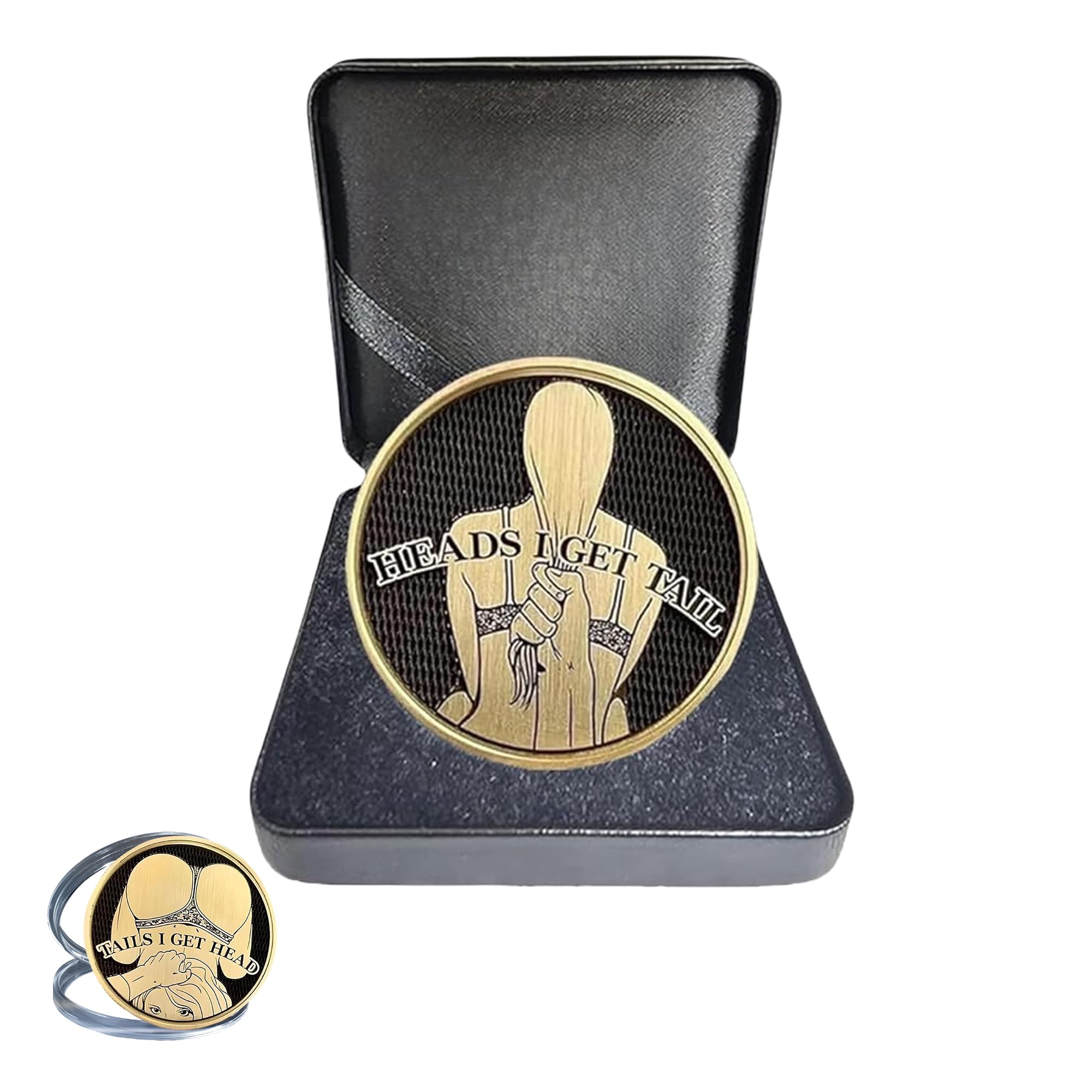 Gold-Plated Funny Decision Coin – Heads I Get Tail, Tails I Get Head Prank Gift for Couples