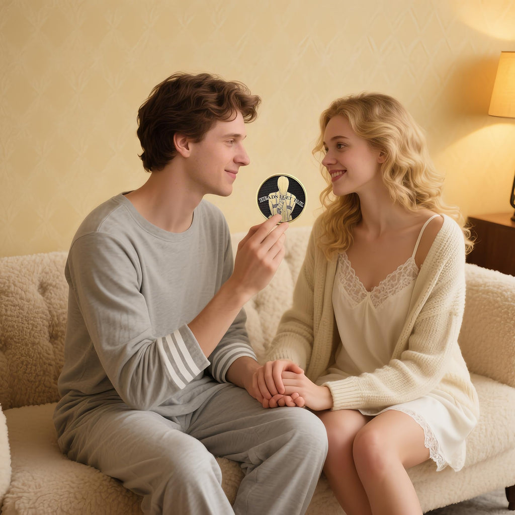 Gold-Plated Funny Decision Coin – Heads I Get Tail, Tails I Get Head Prank Gift for Couples