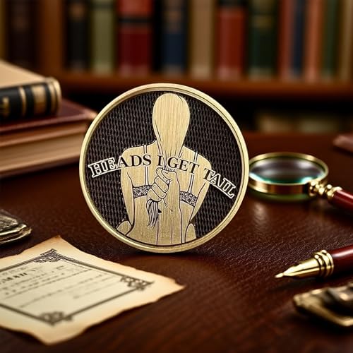 Gold-Plated Funny Decision Coin – Heads I Get Tail, Tails I Get Head Prank Gift for Couples
