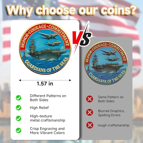 Gold-Plated USA Navy 250th Anniversary Challenge Coin – 1.57 Inch Double-Sided High Relief Military Collectible for Veterans and Supporters
