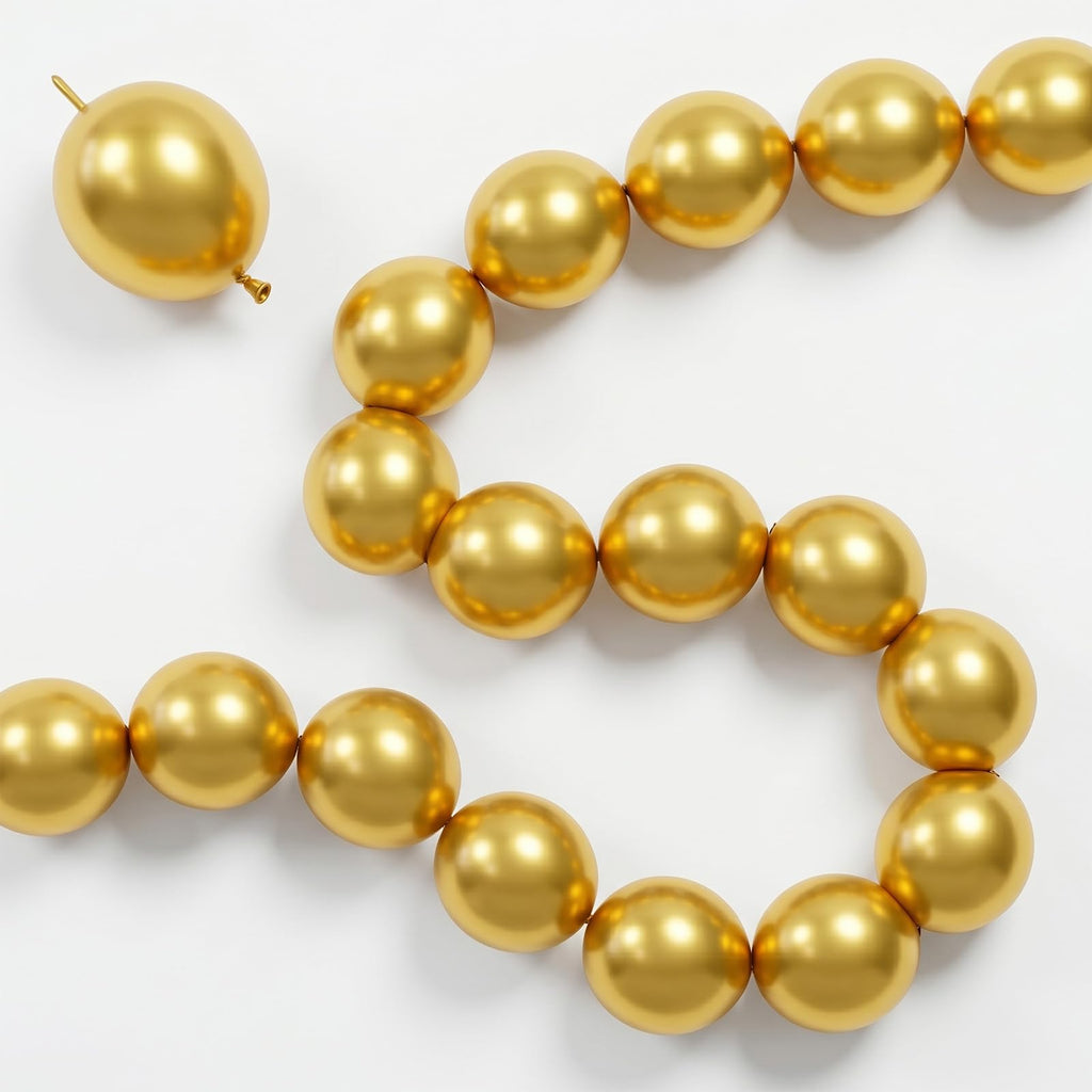 Gold Quick Link Balloons 60-Pack: Easy-Assembly Metallic Chrome Balloon Chains for Parties