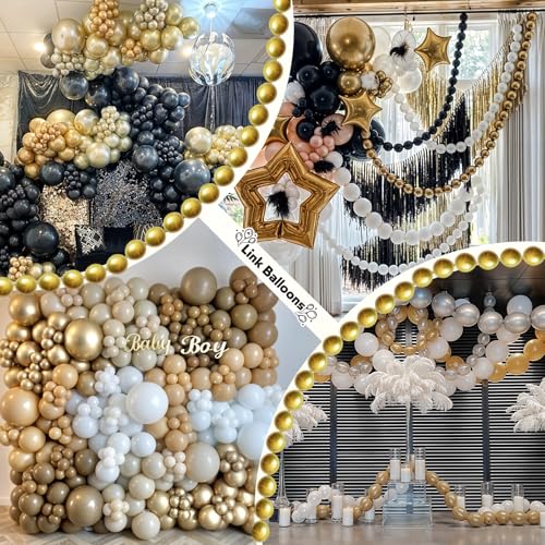 Gold Quick Link Balloons 60-Pack: Easy-Assembly Metallic Chrome Balloon Chains for Parties