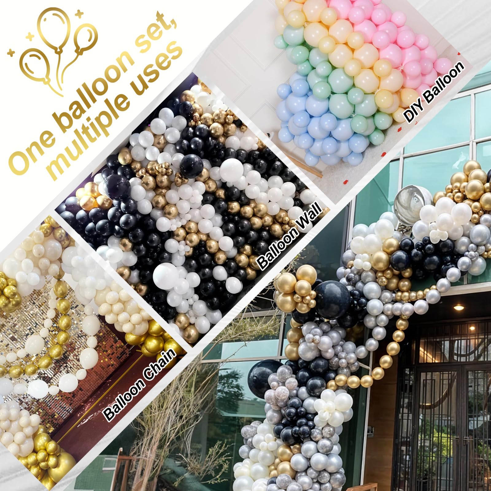 Gold Quick Link Balloons 60-Pack: Easy-Assembly Metallic Chrome Balloon Chains for Parties