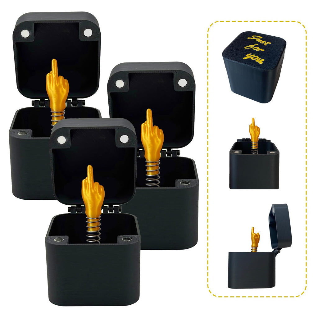 Golden 3-Pack Middle Finger Pop-Up Prank Box - Hilarious Surprise Gift for Adults