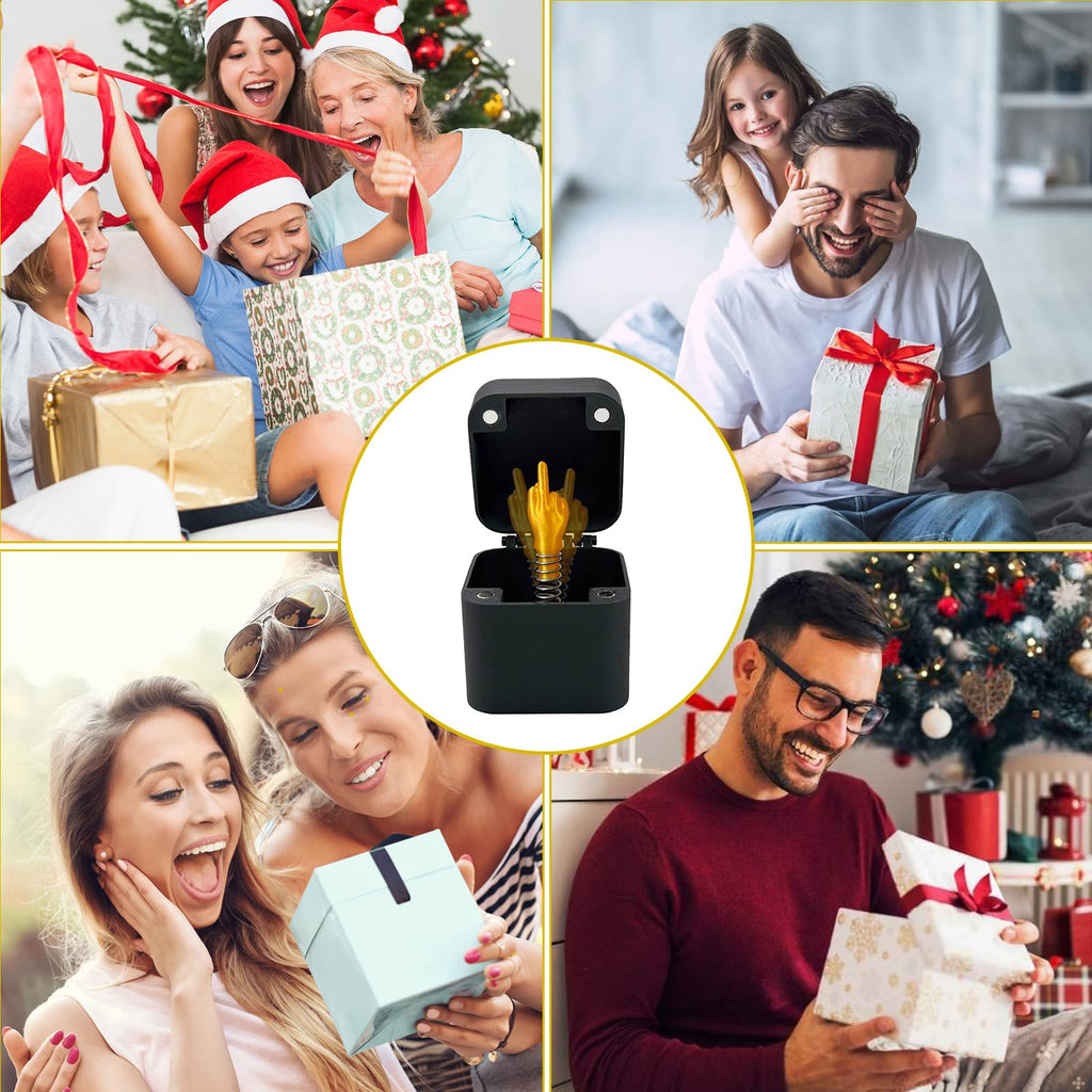 Golden 3-Pack Middle Finger Pop-Up Prank Box - Hilarious Surprise Gift for Adults
