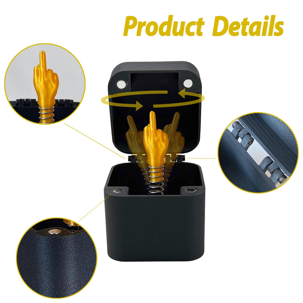 Golden 3-Pack Middle Finger Pop-Up Prank Box - Hilarious Surprise Gift for Adults
