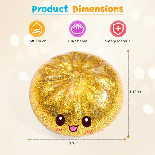 Golden Sugar Dumpling Squishy – Viral Bao Bun Stress Relief Toy, 255g