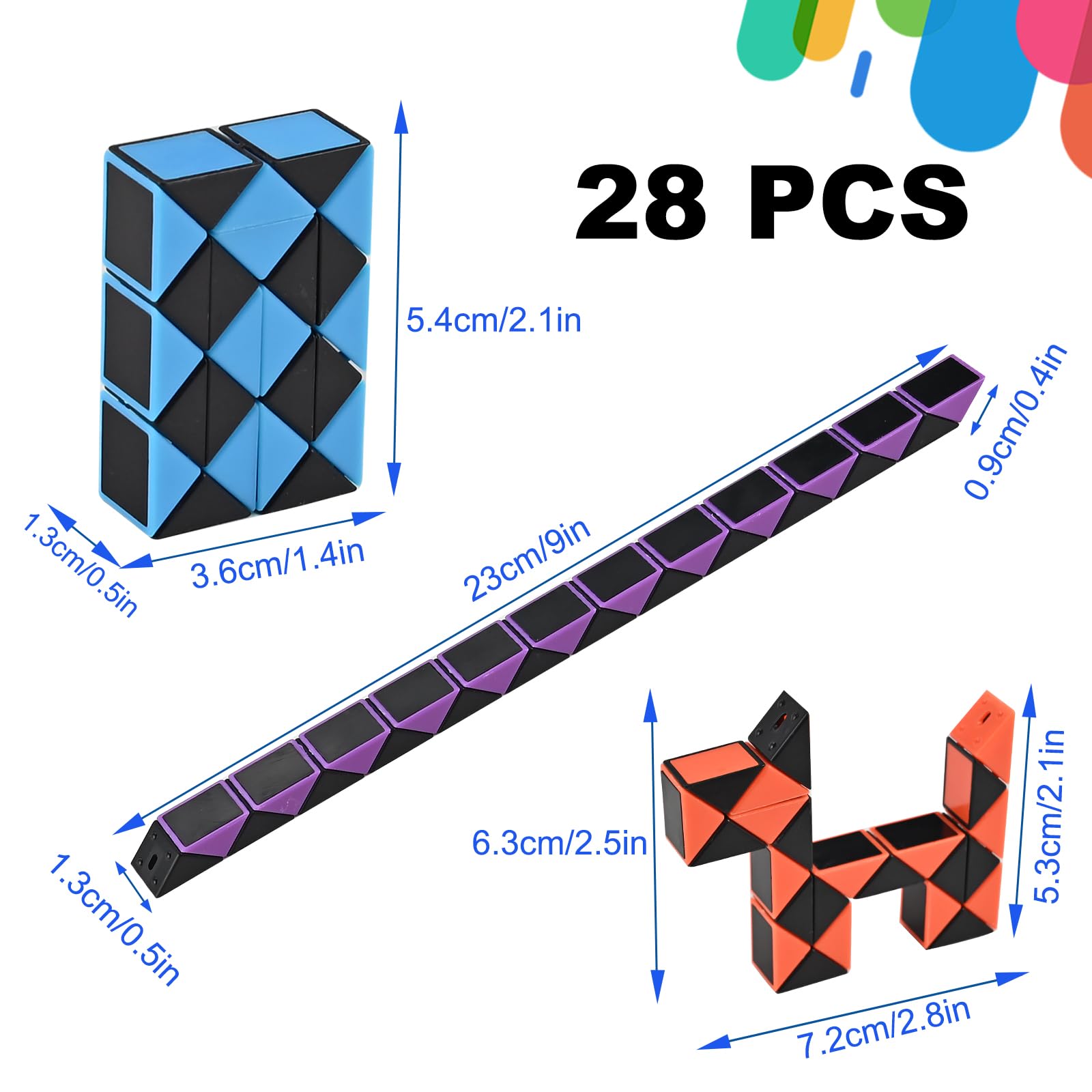 GOLDGE 28-Pack Mini Cube Puzzle Fidget Toys - Bulk Party Favors for Kids, Travel Toys, Classroom Treasure Box