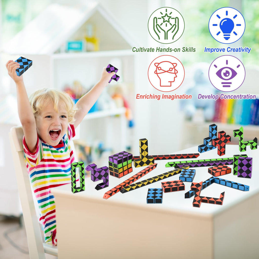 GOLDGE 28-Pack Mini Cube Puzzle Fidget Toys - Bulk Party Favors for Kids, Travel Toys, Classroom Treasure Box