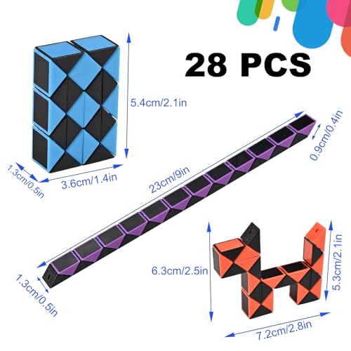 GOLDGE 28-Pack Mini Cube Puzzle Fidget Toys - Bulk Party Favors for Kids, Travel Toys, Classroom Treasure Box
