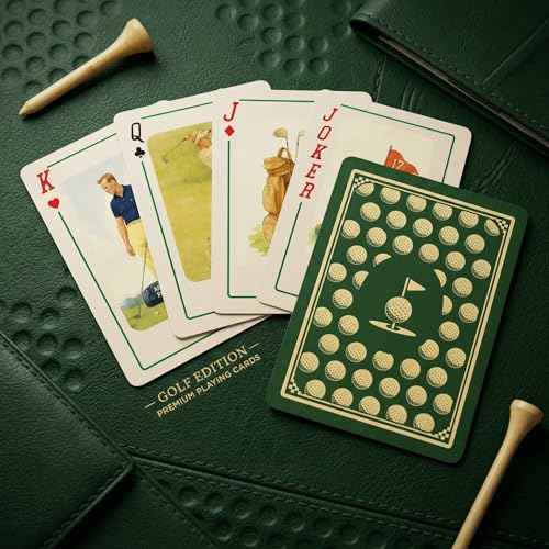 Golf Playing Cards – Hand-Illustrated Vintage Deck, Italian Linen 310GSM, 55 Cards