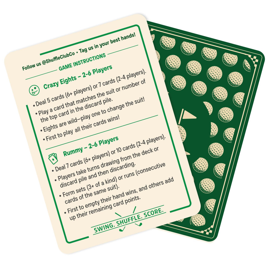 Golf Playing Cards – Hand-Illustrated Vintage Deck, Italian Linen 310GSM, 55 Cards
