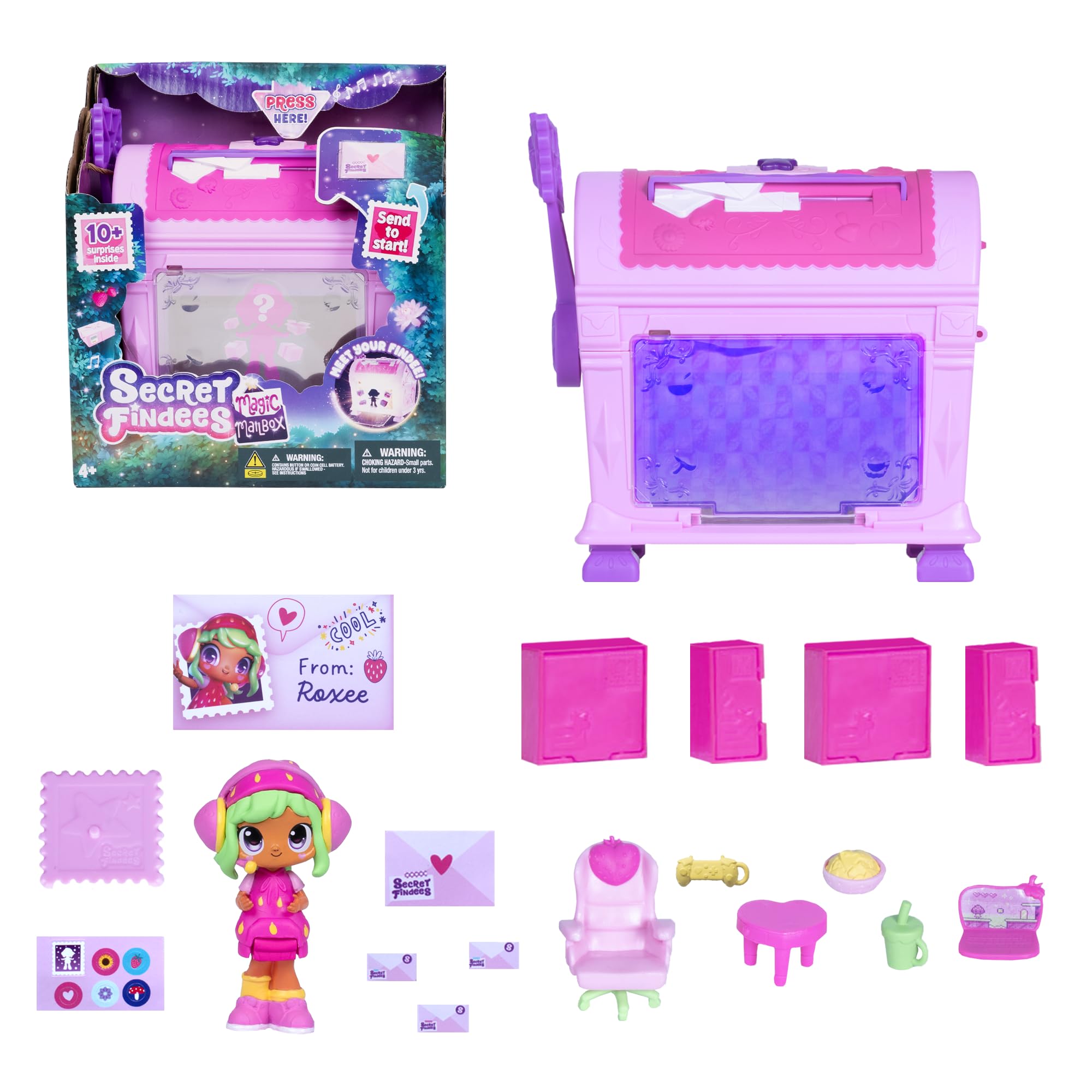 Goliath Secret Findees Magic Mailbox Pink – Includes Audree or Roxee, 10+ Surprises, Ages 4+