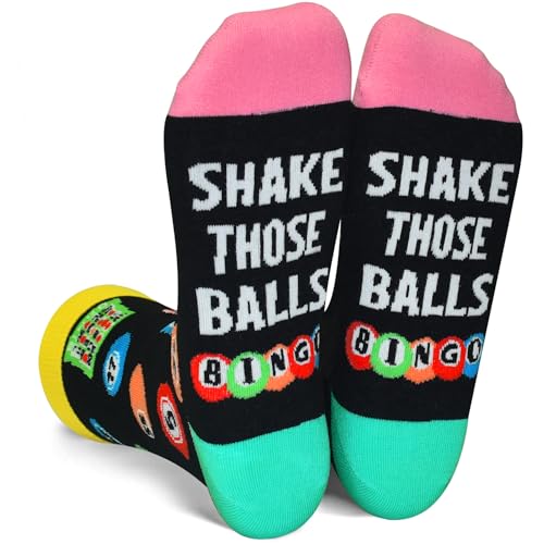 GOLIN Bingo Novelty Socks for Women – Funny Gift for Bingo Lovers with 'SHAKE THOSE BALLS' Print