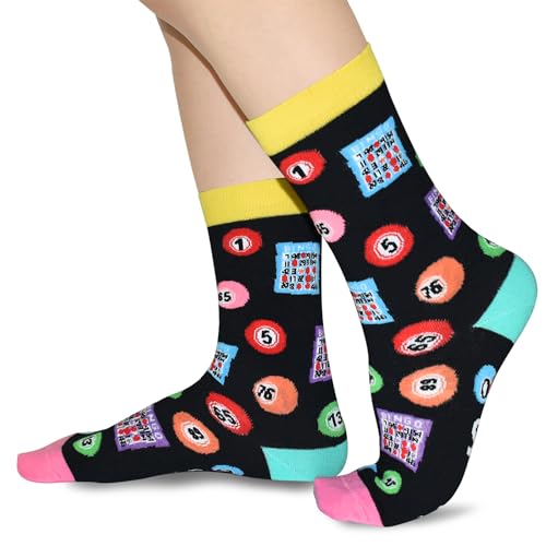 GOLIN Bingo Novelty Socks for Women – Funny Gift for Bingo Lovers with 'SHAKE THOSE BALLS' Print