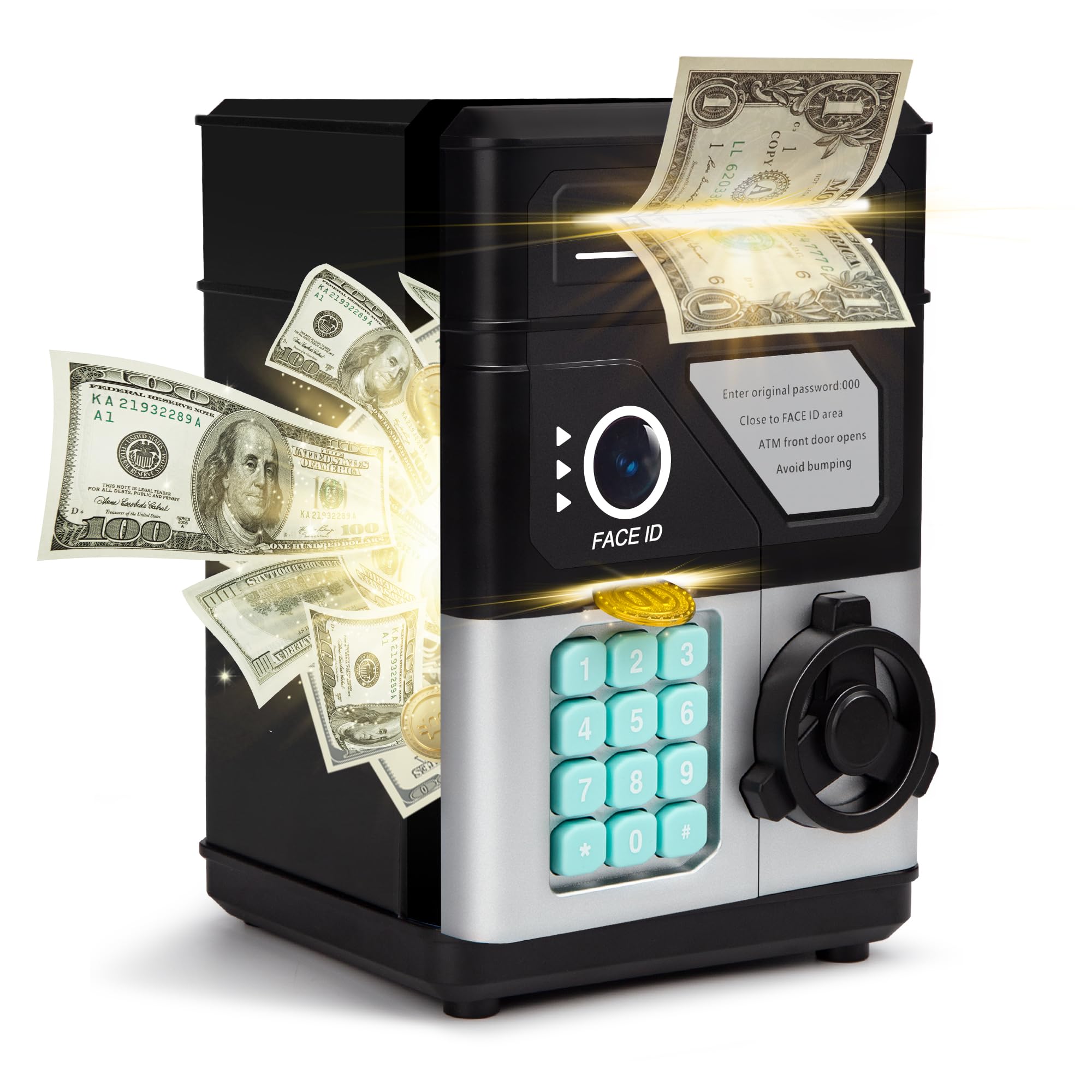 GONINO Kids ATM Piggy Bank – Electronic Money Box with Password & Face ID Simulation for Ages 4-12