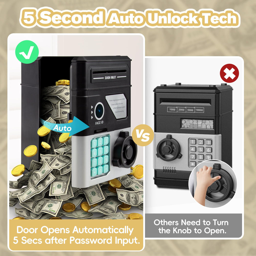GONINO Kids ATM Piggy Bank – Electronic Money Box with Password & Face ID Simulation for Ages 4-12