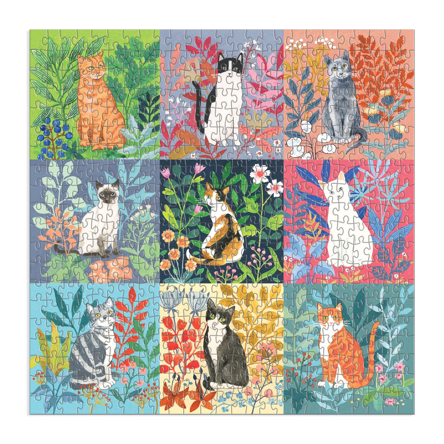 Good Puzzle Co. Cats and Flowers 500-Piece Jigsaw Puzzle – Colorful Cat & Floral Design