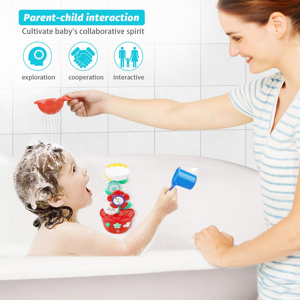 GOODLOGO Bath Toys for Toddlers 1-3 - Mini Sprinkler & Cups Set for Fun Bath Time