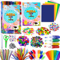 Goody King All-in-One Kids Arts and Crafts Supplies Kit - Multicolor DIY Craft Set with Glitter Glue and Booklet for Ages 4-12