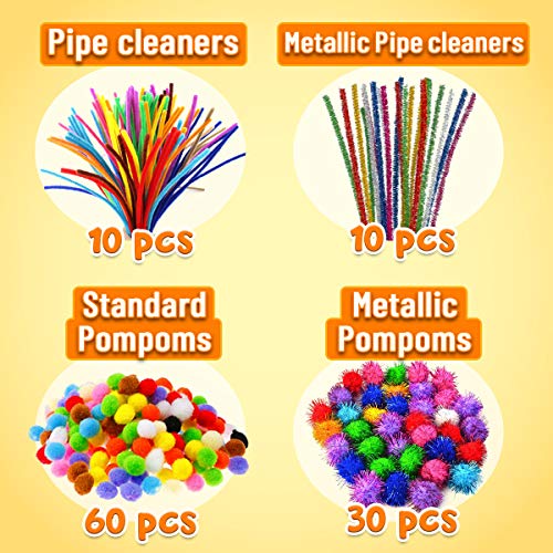 Goody King All-in-One Kids Arts and Crafts Supplies Kit - Multicolor DIY Craft Set with Glitter Glue and Booklet for Ages 4-12
