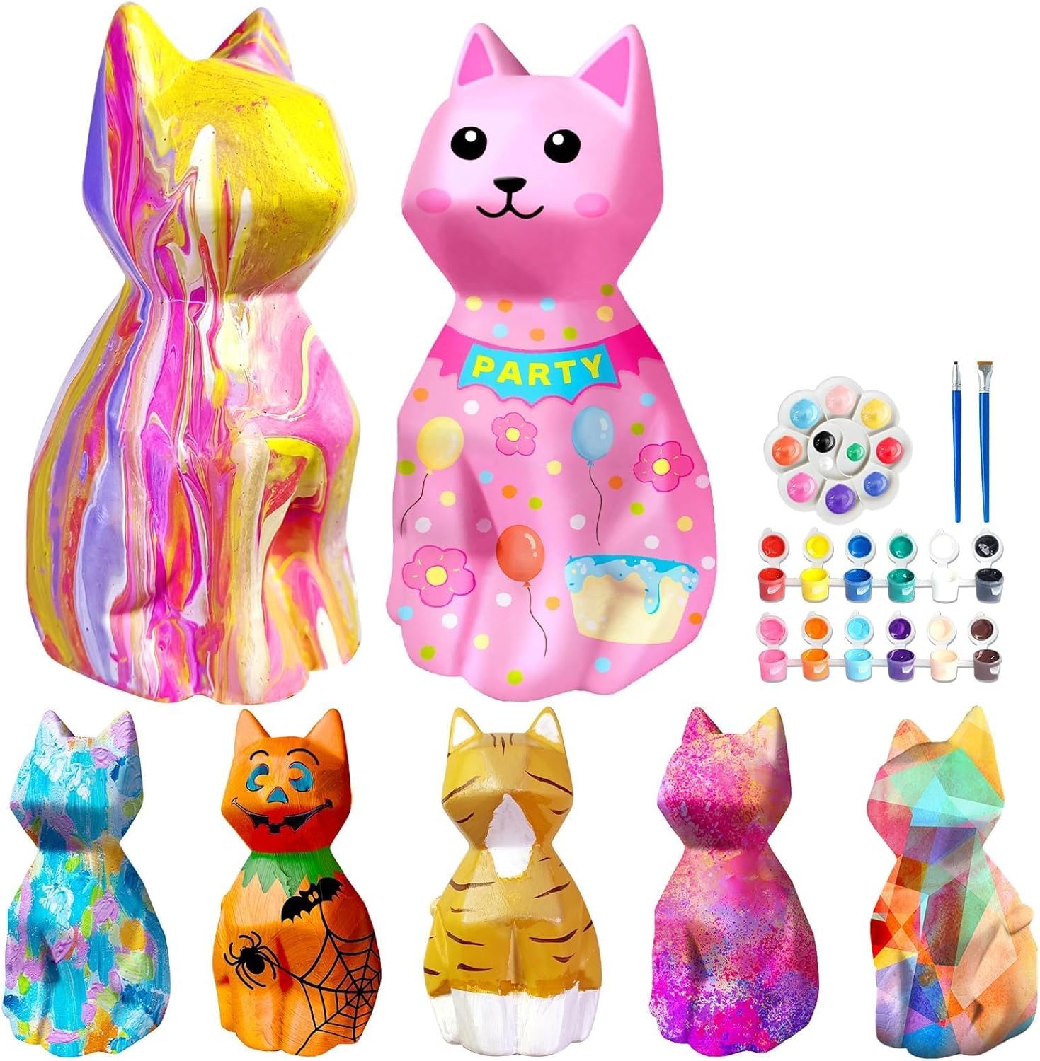 Goody King Paint Your Own Cat Lamp Kit – DIY Cat Crafts Night Light for Kids Ages 4-12, 24 Colors