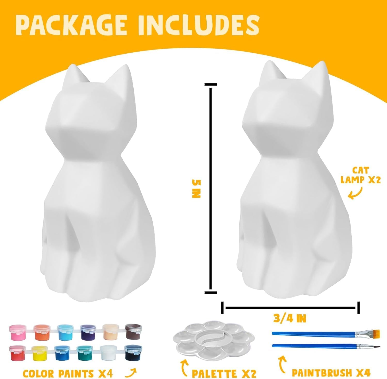 Goody King Paint Your Own Cat Lamp Kit – DIY Cat Crafts Night Light for Kids Ages 4-12, 24 Colors