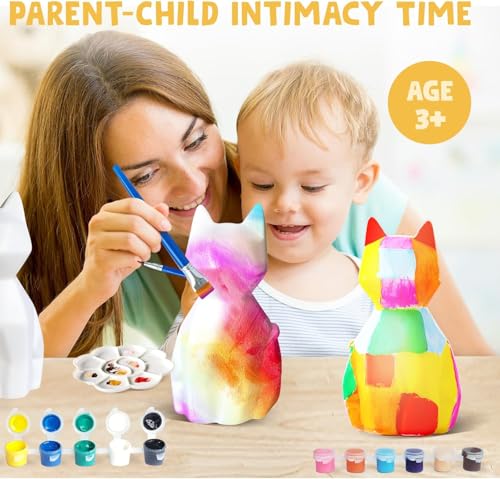 Goody King Paint Your Own Cat Lamp Kit – DIY Cat Crafts Night Light for Kids Ages 4-12, 24 Colors