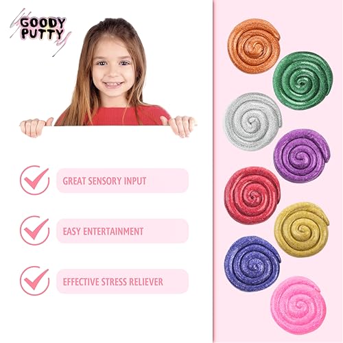 Goody Putty Dazzle Mini Tins 8-Pack – Glitter Sensory Putty for Kids