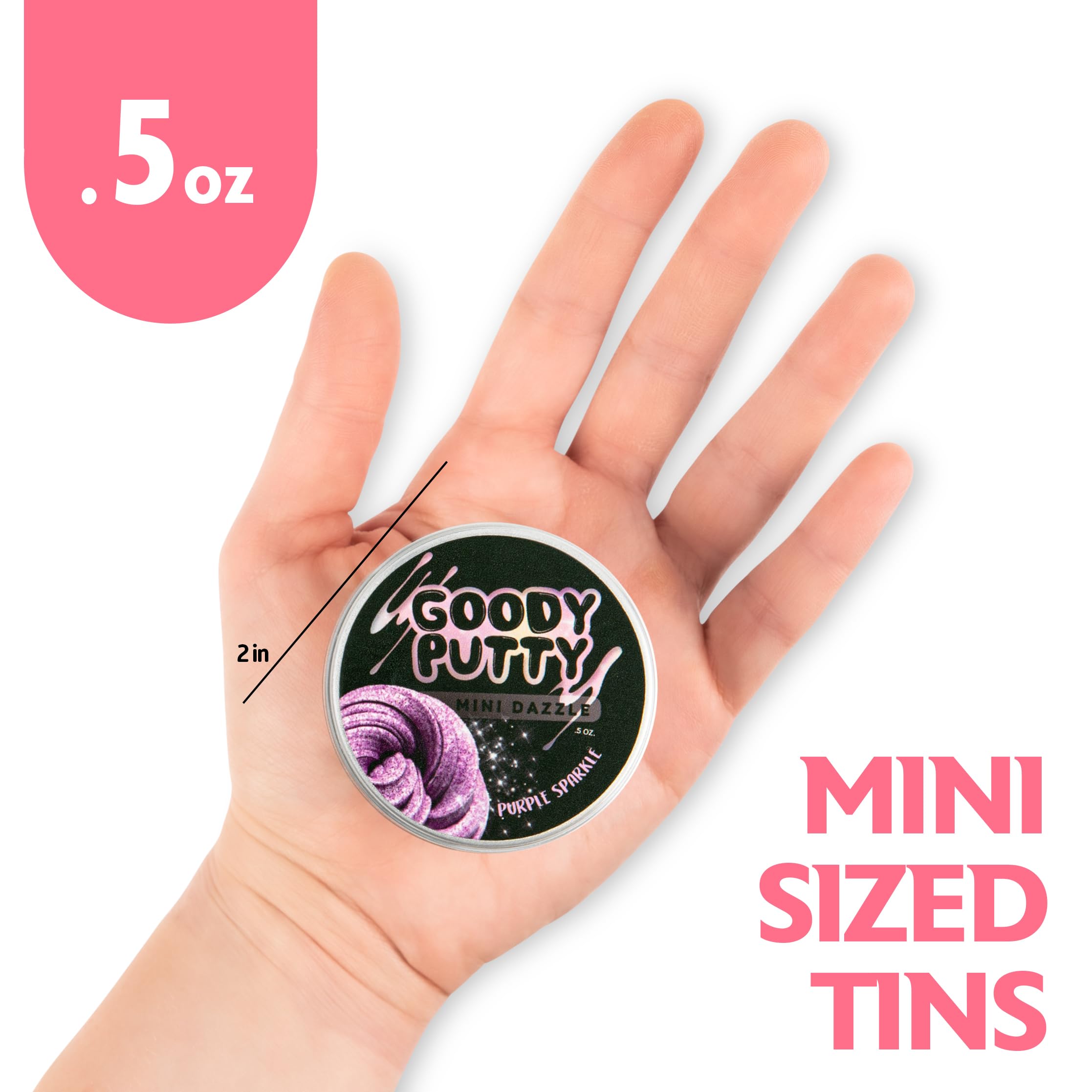 Goody Putty Dazzle Mini Tins 8-Pack – Glitter Sensory Putty for Kids