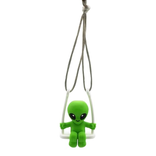 GOOFBALLS Alien Rearview Mirror Swing – Quirky Car Decor for UFO Fans