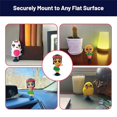 GOOFBALLS Hula Dancer Dashboard Bobblehead – Big Eyes, Grass Skirt, Sticky Pad – Fun Car Toy for Beach Lovers